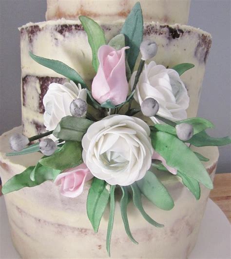 Sugarflowered Semi Naked Wedding Cake Decorated Cake By CakesDecor