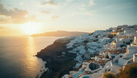 Premium AI Image | Sunset in santorini photoshoot