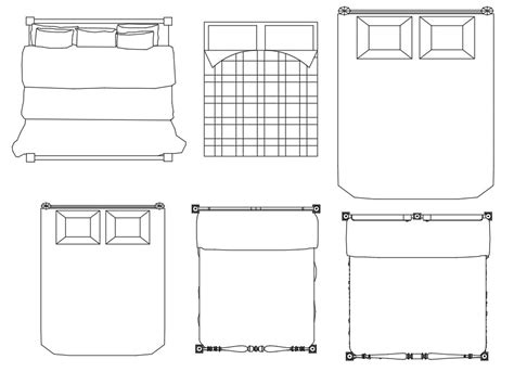 3d Top View Of Double Bed Cad Block Design Dwg File Cadbull Images