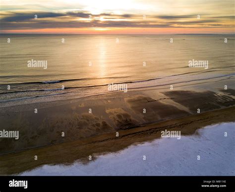 Aerial Sunrise Over Hampton Beach Stock Photo Alamy