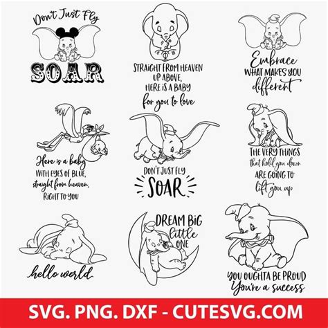 Dumbo Svg Dumbo Svg Bundles Dumbo Cricut Dumbo Dxf Elephant Svg