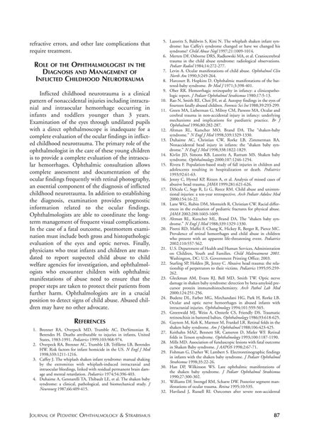 Inflicted childhood neurotrauma (shaken baby syndrome) ophthalmic