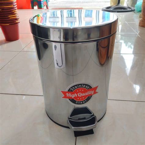 Jual Tong Sampah Stainless Bulat Pijak Pedal Tebal Maspion Dapur