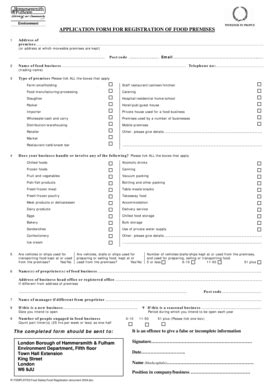 Fillable Online Lbhf Gov Application Form For Registration Of Food