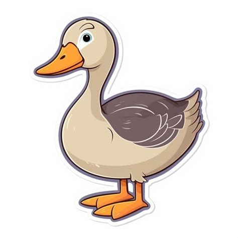 Cartoon Duck Duck Sticker On White Background Vector Clipart Sticker