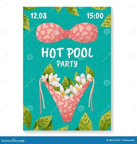 Pool Party Summer Beach Poster Sea Or Ocean Water Underwater Vacation Bikini Swimsuit Or
