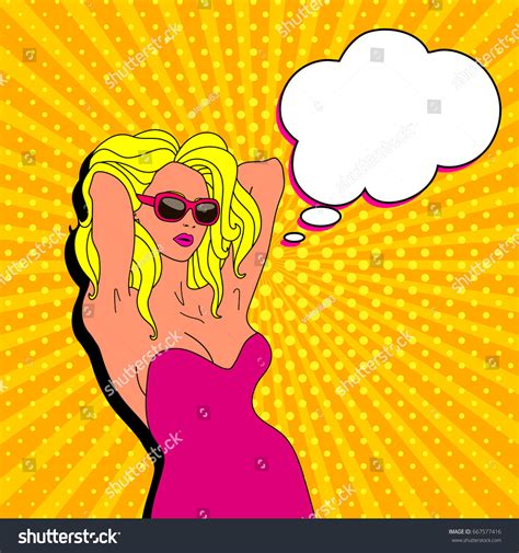 Pop Art Facesexy Blonde Womanvector Illustration Stock Vector Royalty Free 667577416