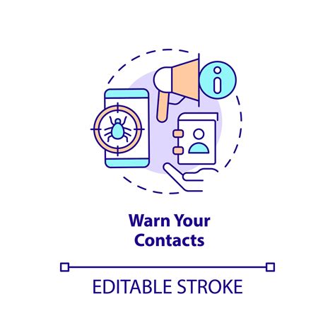 Warn your contacts concept icon. Inform about hacking attack. Prevent spreading virus abstract