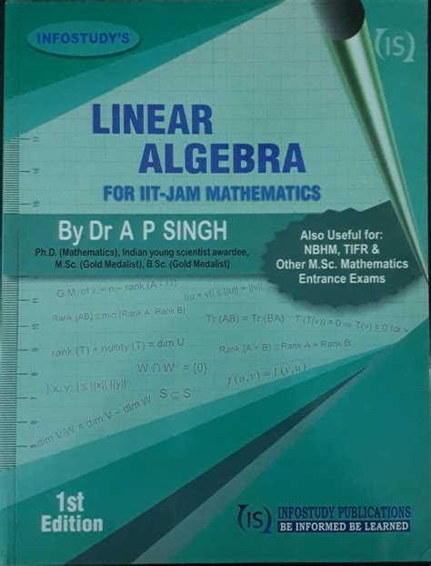 Buy Linear Algebra For Iit Jam Mathematics By Dr Ap Singh Book Online