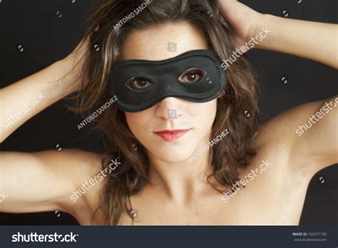 Pretty Naked Woman Mask Over Black Stock Photo Edit Now 152971730