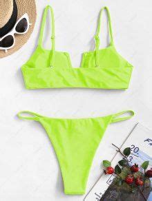 ZAFUL Wired V Notch Bikini Swimsuit In GREEN ZAFUL 2024
