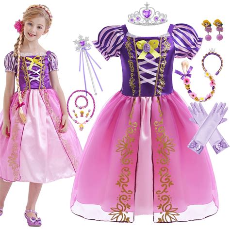 DYAA Girl Rapunzel Dress Princess Kids Tangled Cosplay Costume Baby ...