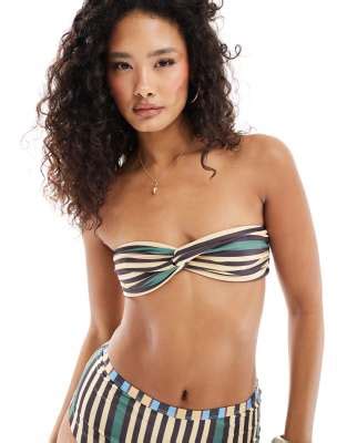 ASOS DESIGN Haut de bikini bandeau d ensemble torsadé devant Rayures de couleurs vives ASOS