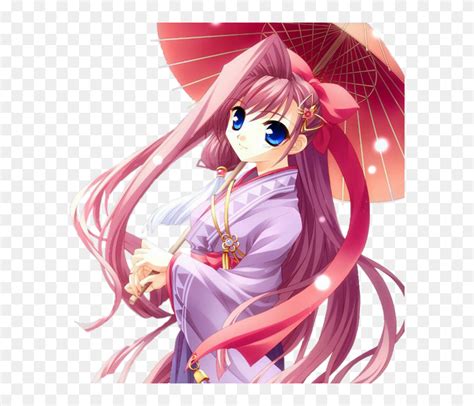 Anime Kimono Png - Cherry Blossom Girl Anime, Transparent Png - 595x640 ...