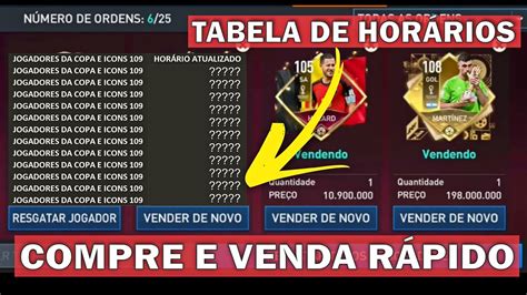 ⚽ Tabela De HorÁrios Atualizada No VÍdeo 🏆🌎 Como Vender Os Jogadores