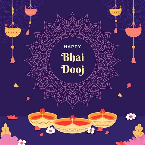 Free Vector | Flat bhai dooj festival celebration illustration