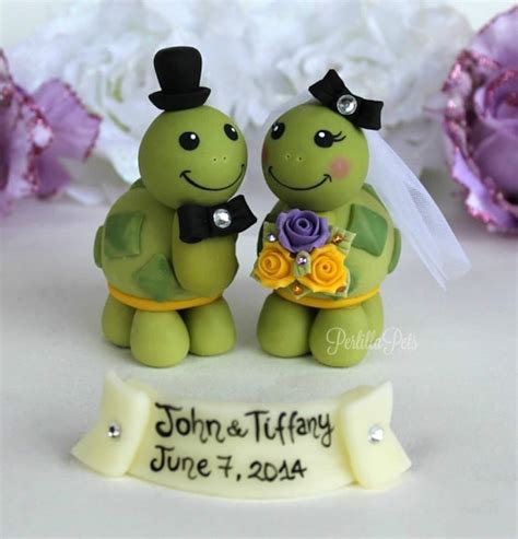 Turtle Wedding Cake Topper Love Turtles Bride And Groom With Etsy