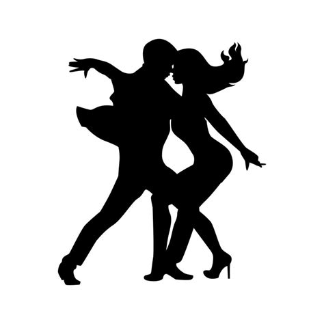 A Couple Of Ballroom Dancers Woman And Man Dancing Vector Silhouettes