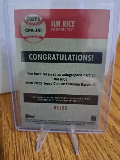 Topps Chrome Platinum Jim Rice Platinum Toile Cream Blue Refractor