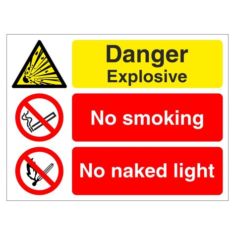 Danger Explosive No Smoking No Naked Light Multi Sign Aston Safety Signs