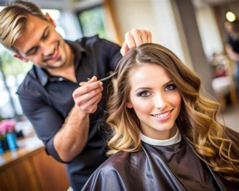 Premium Photo | A young beautiful woman is having a haircut and ...