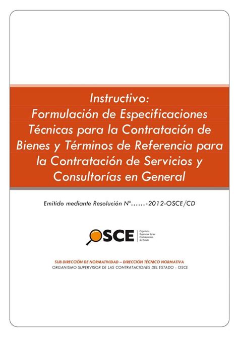 PDF Instructivo Formulación de Especificaciones Técnicas para