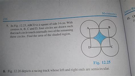 7 In Fig 12 25 ABCD Is A Square Of Side 14 Cm With Centres A B C An