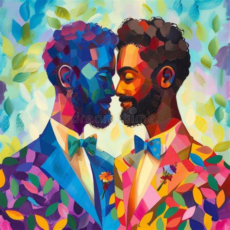 Lgbt Wedding Of Two Happy Satisfied Multiethnic Gay Couple Stock Photo Image Of Modern
