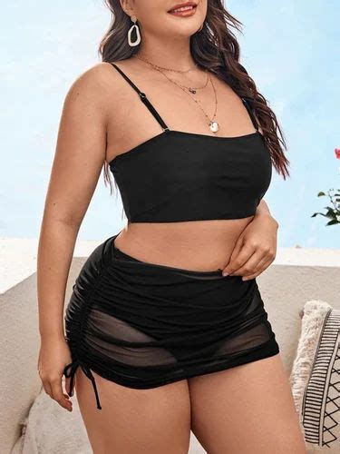Plus Size Women Sling Backless Mesh Drawstring Bikini Set Bikini Set For Women Hot Bikini Set