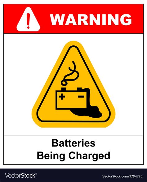 Warning battery charging sign Royalty Free Vector Image