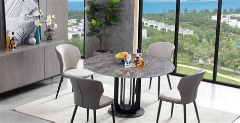 Comedor Redondo H1675 Cloud Gray 4 Sillas H0396 Furniture City