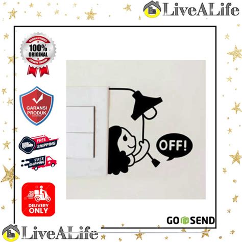 Jual Stiker Tombol Lampu Saklar Turn Off Wall Decor Sticker Home