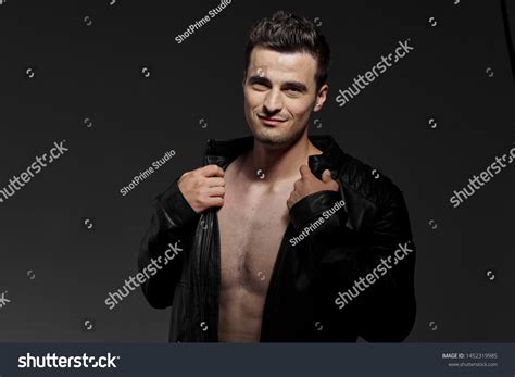 Sexy Man Naked Torso Leather Jacket Stock Photo 1452319985 Shutterstock
