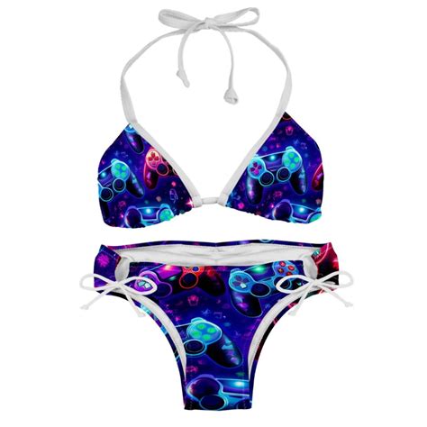 Game Controller Detachable Sponge Adjustable Strap Bikini Set Two Pack For Versatile Swim Suit