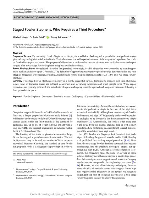 Staged Fowler Stephens Who Requires A Third Procedure Request Pdf
