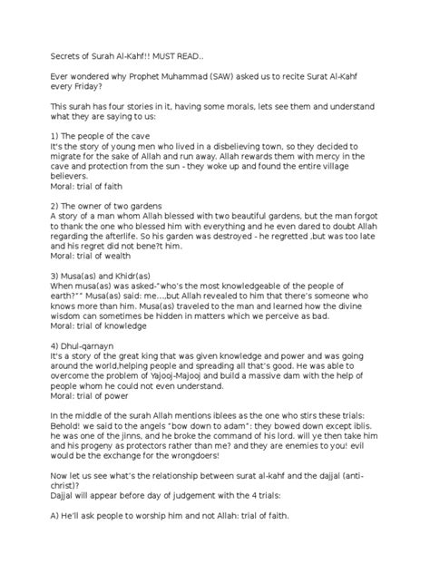 Secrets of Surah Al-Kahf! | PDF | Moses In Islam | Abrahamic Religions
