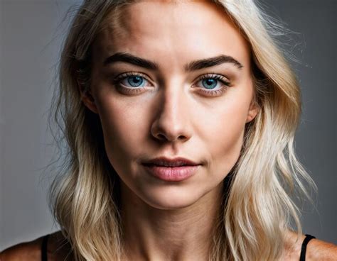 Premium AI Image Photo Of Close Up Beautiful European Woman With Blonde Hair Color In Black