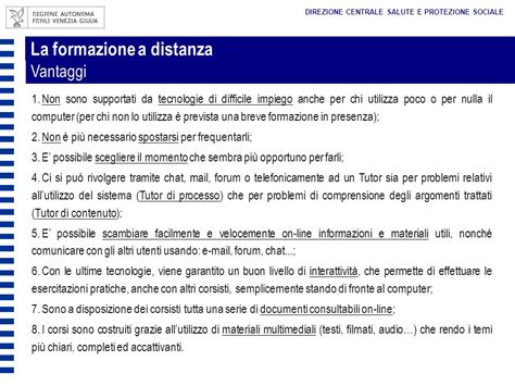 Direzione Centrale Salute E Protezione Sociale Corso Di Formazione A