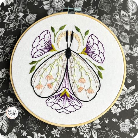 Moth And Flower Embroidery Pattern Pdf Butterfly Embroidery Pdf