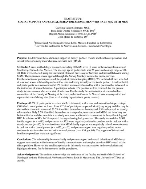 PDF Pilot Study Sexual Sensation Seeking And Sexual Behavior Among Men Who Have Sex With Men
