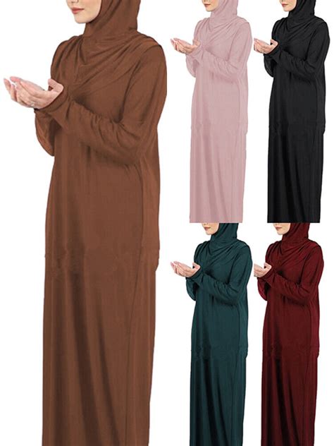 One Piece Muslim Prayer Dress Women Islamic Hijab Abaya Khimar Jilbab