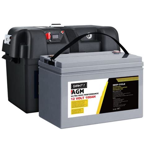 Buy Giantz Ah Deep Cycle Battery Battery Box V Agm Marine Sealed