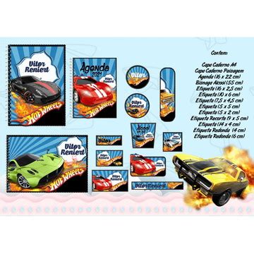Kit Digital Etiqueta Escolar Para Imprimir Hot Wheels V3 Ee Compre