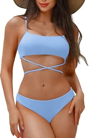Amazon EHSUYAB Sexy Women Ribbed Two Piece Bikini Set Scoop Neck