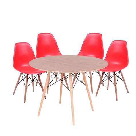 Conjunto Mesa Eames Dsw Redonda Freij Cm Cadeiras Eames Dsw