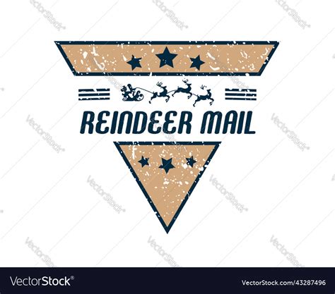 Reindeer mail north pole rubber stamp design Vector Image