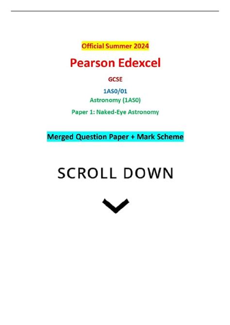 Official Summer Pearson Edexcel Gcse As Astronomy As Paper Naked Eye Astronomy