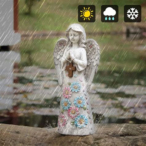 Outdoor Garden Statue Solar Garden Sculpture Resin Praying Angel Art