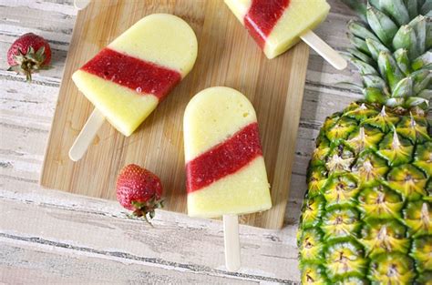 Pineapple Strawberry Ice Pops Recipe The Rebel Chick