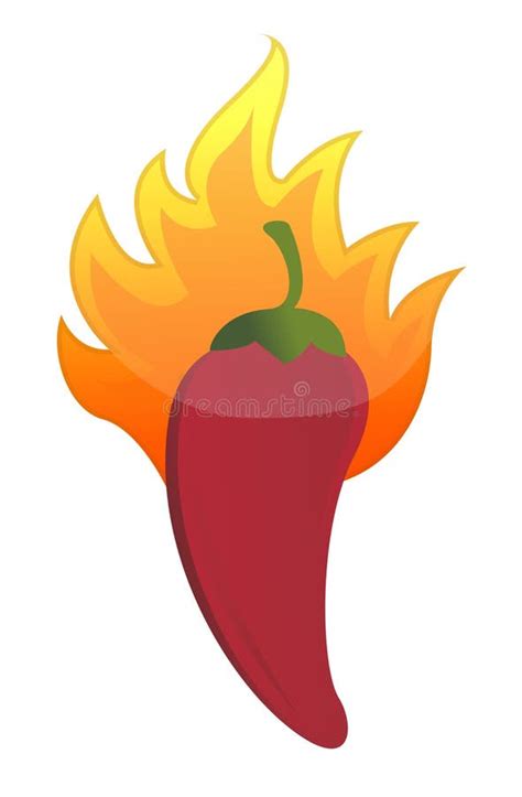 Red Devious Extremely Hot Cartoon Chili Pepper Character On Fire Stock Vector Illustration Of